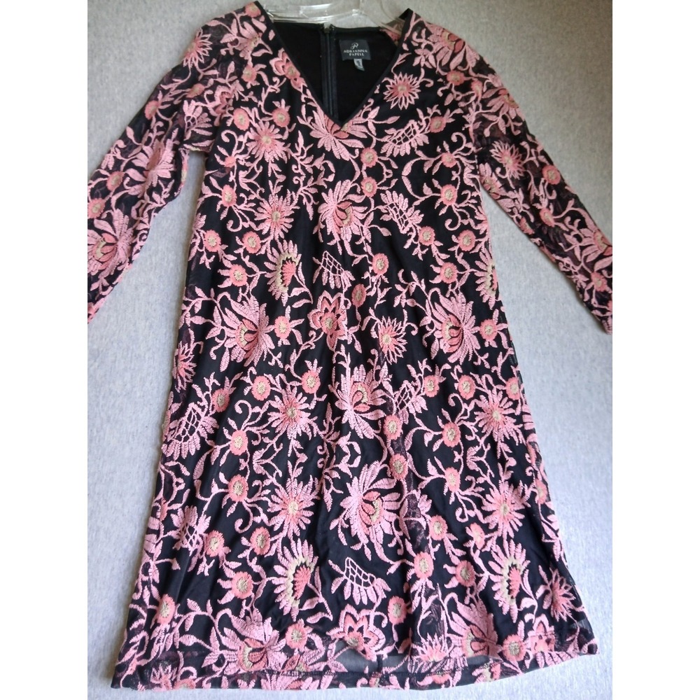 Adrianna Papell Dress 8 Floral Embroidered Boho Semi Formal Party Bohemian